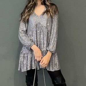 Silver short flowy dress